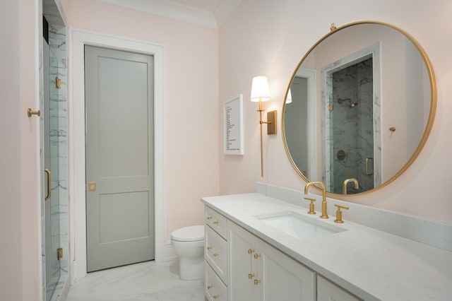 1713 Reflection Ln, Brentwood, TN 37027 - bathroom featuring vanity, a marble finish shower, and marble look tile flooring