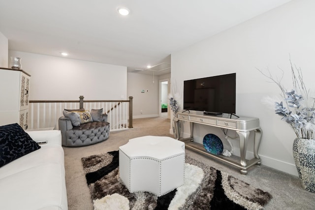 3737 Felipe Way, Murfreesboro, TN 37129 - living area featuring carpet floors, attic access, and recessed lighting