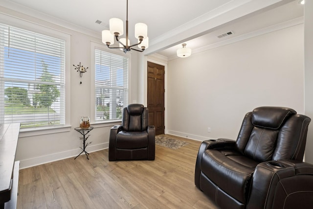 3737 Felipe Way, Murfreesboro, TN 37129 - sitting room featuring a chandelier, ornamental molding, and light wood-style flooring