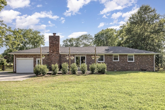 1028 Ridgecrest Dr, Franklin, TN 37069 - view of front facade with brick siding, an attached garage, driveway, a chimney, and crawl space