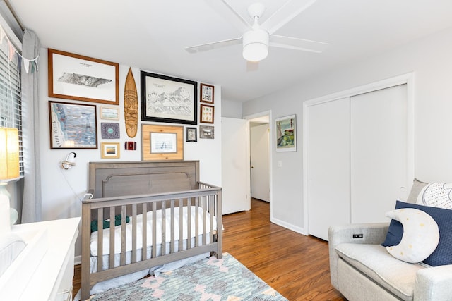 1028 Ridgecrest Dr, Franklin, TN 37069 - bedroom featuring wood finished floors, a closet, and a ceiling fan