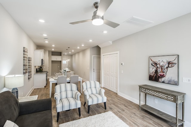 1144 Lock 4 Rd Unit B-4, Gallatin, TN 37066 - living area with light wood-type flooring, ceiling fan, and recessed lighting
