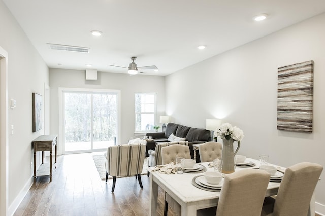 1144 Lock 4 Rd Unit B-4, Gallatin, TN 37066 - dining space featuring a ceiling fan, wood finished floors, and recessed lighting