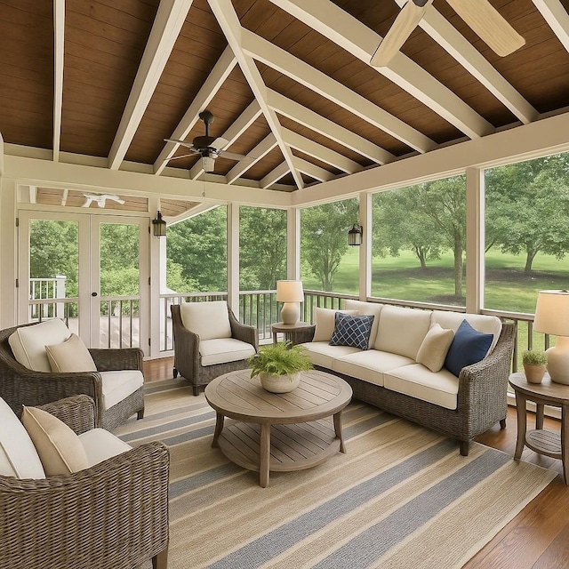 1524 Gordon Petty Dr, Brentwood, TN 37027 - sunroom / solarium with a ceiling fan, an outdoor living space, and french doors