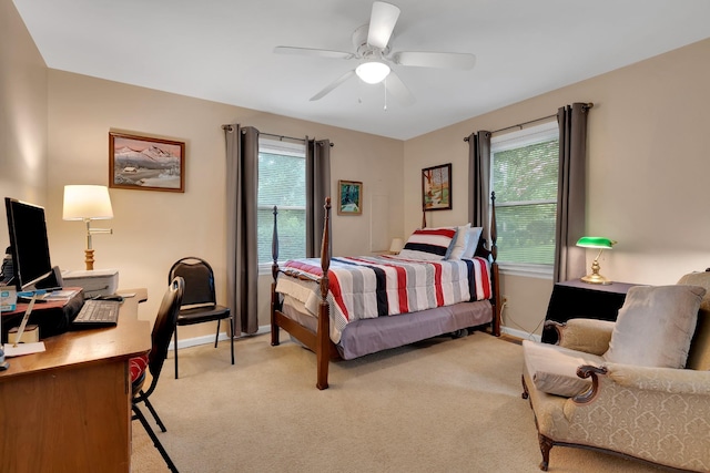 105 Plain View Dr, Estill Springs, TN 37330 - bedroom featuring multiple windows, light carpet, an office area, and ceiling fan