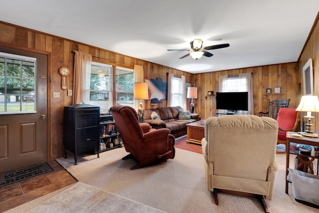 105 Plain View Dr, Estill Springs, TN 37330 - living area featuring wooden walls and ceiling fan