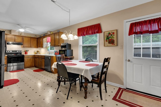 105 Plain View Dr, Estill Springs, TN 37330 - dining room with a chandelier and a ceiling fan