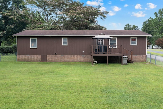 105 Plain View Dr, Estill Springs, TN 37330 - back of house featuring crawl space, a deck, a fenced backyard, and roof with shingles