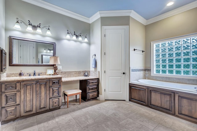 2811 Craythorne Dr, Murfreesboro, TN 37129 - bathroom with vanity, a bath, and crown molding