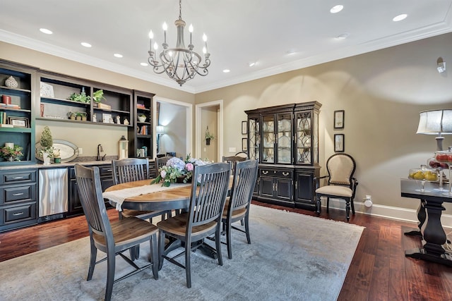 2811 Craythorne Dr, Murfreesboro, TN 37129 - dining area featuring a chandelier, wood finished floors, recessed lighting, and crown molding