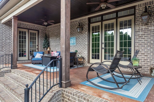 2811 Craythorne Dr, Murfreesboro, TN 37129 - wooden terrace with ceiling fan, french doors, and a patio area