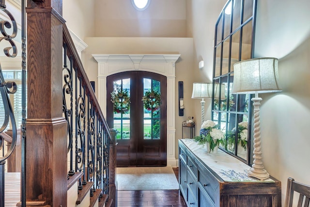 2811 Craythorne Dr, Murfreesboro, TN 37129 - entrance foyer with a towering ceiling, dark wood-style floors, and stairway