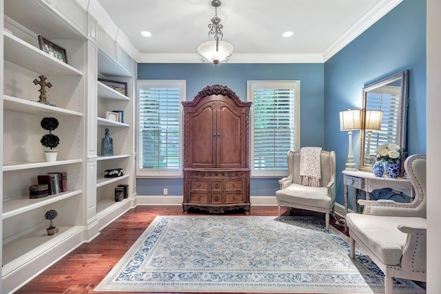 2811 Craythorne Dr, Murfreesboro, TN 37129 - sitting room featuring dark wood-style floors and crown molding