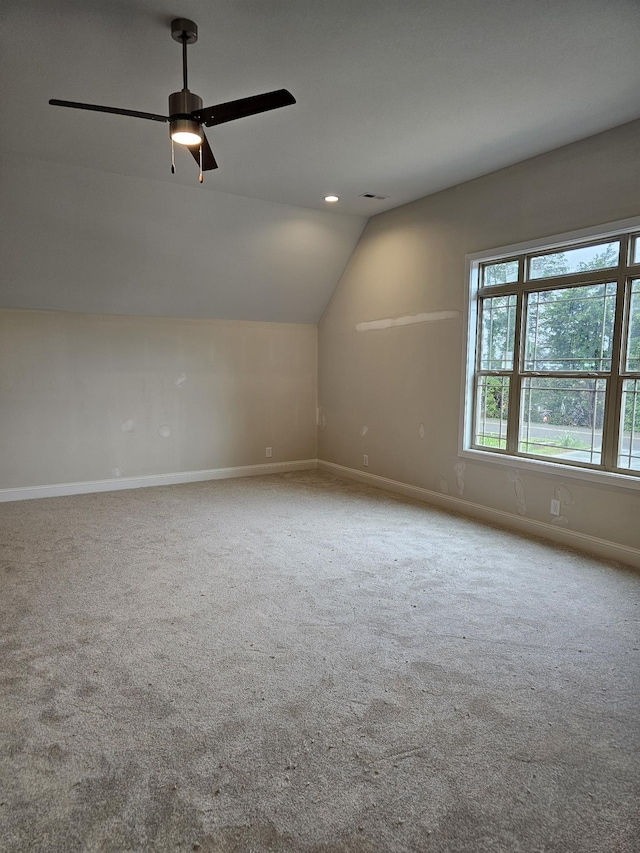 2895 Cooper Creek Rd, Woodlawn, TN 37191 - bonus room with vaulted ceiling, ceiling fan, and carpet flooring