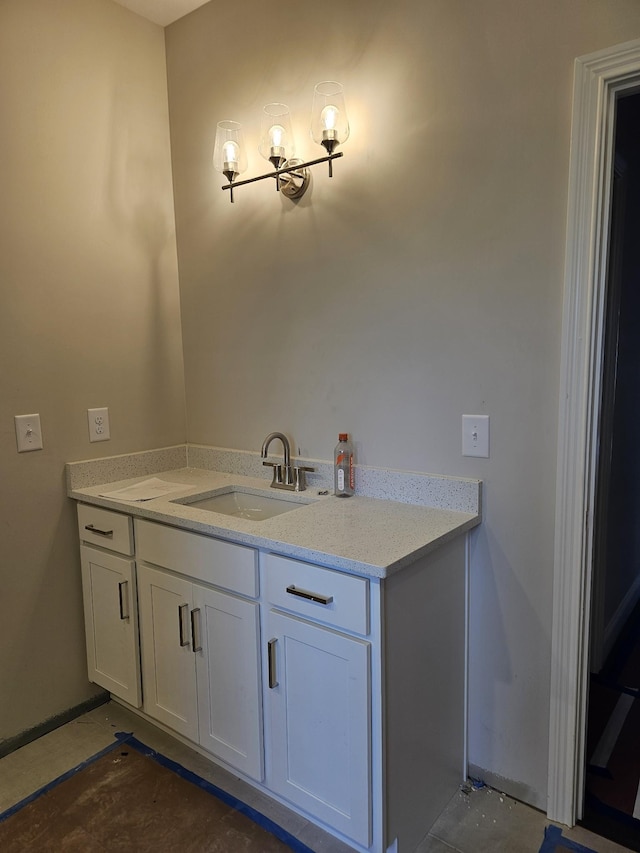 2895 Cooper Creek Rd, Woodlawn, TN 37191 - bathroom featuring a chandelier and vanity