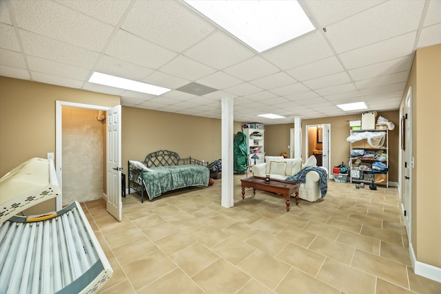 5546 Old Kentucky Rd, Byrdstown, TN 38549 - bedroom with a drop ceiling and light tile patterned floors
