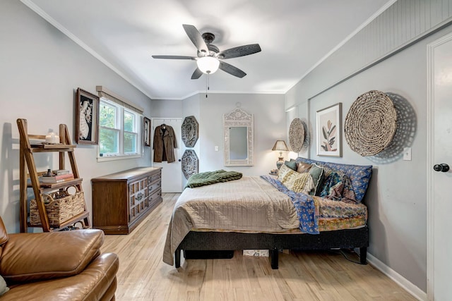 1519 Graybar Ln, Murfreesboro, TN 37129 - bedroom featuring light wood-style floors, ornamental molding, and ceiling fan