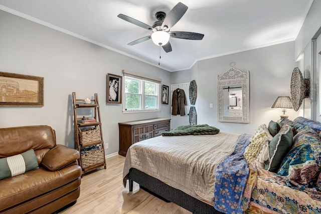 1519 Graybar Ln, Murfreesboro, TN 37129 - bedroom featuring light wood-type flooring, ornamental molding, and ceiling fan