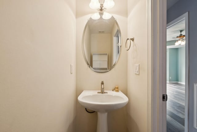 7607 Birdsong Ct, Fairview, TN 37062 - bathroom featuring a ceiling fan and wood finished floors