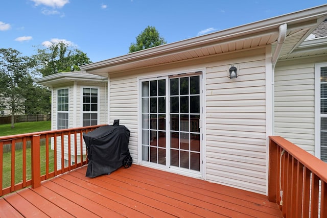 7607 Birdsong Ct, Fairview, TN 37062 - wooden deck with grilling area and a lawn