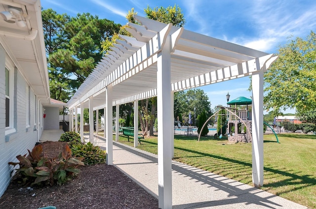 7607 Birdsong Ct, Fairview, TN 37062 - view of patio / terrace with a pergola and a swimming pool
