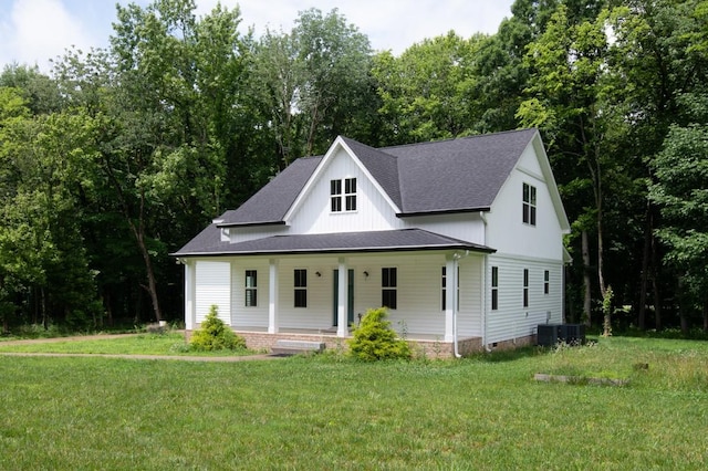 4486 Beards Chapel Rd, Springfield, TN 37172 - modern farmhouse featuring a porch, board and batten siding, a shingled roof, and a front yard
