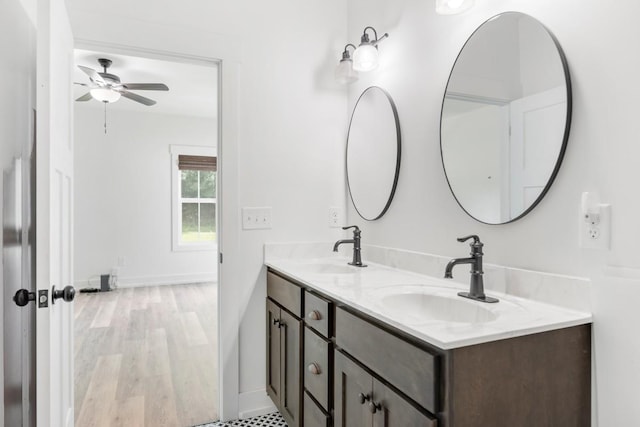 4486 Beards Chapel Rd, Springfield, TN 37172 - full bathroom with double vanity and a ceiling fan