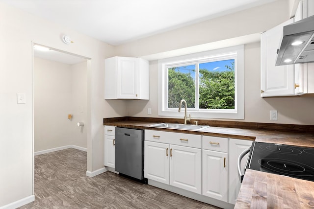 610 Maple Ln, Chattanooga, TN 37411 - kitchen featuring dishwasher, ventilation hood, and white cabinetry