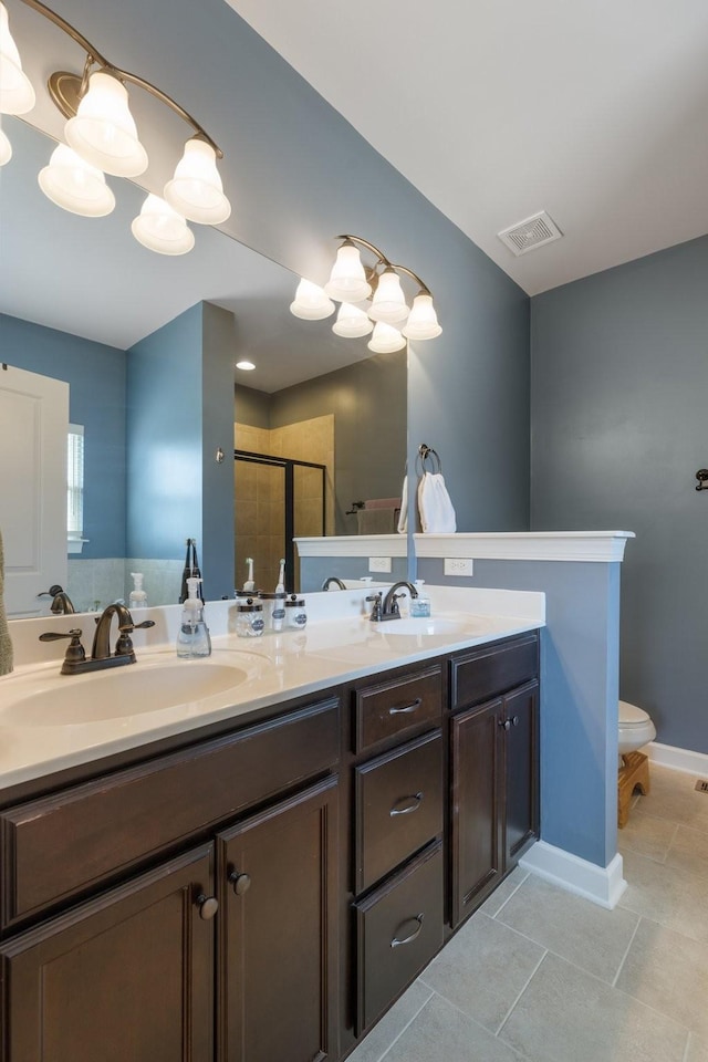 5308 Abbottswood Dr, Smyrna, TN 37167 - bathroom featuring double vanity, a shower stall, and tile patterned floors