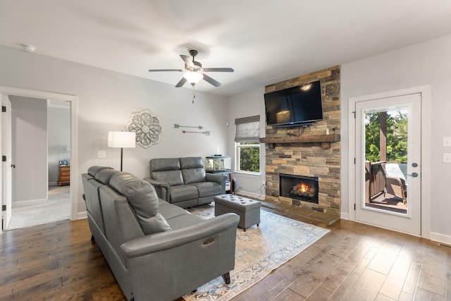 5308 Abbottswood Dr, Smyrna, TN 37167 - living room with a ceiling fan, plenty of natural light, and hardwood / wood-style floors