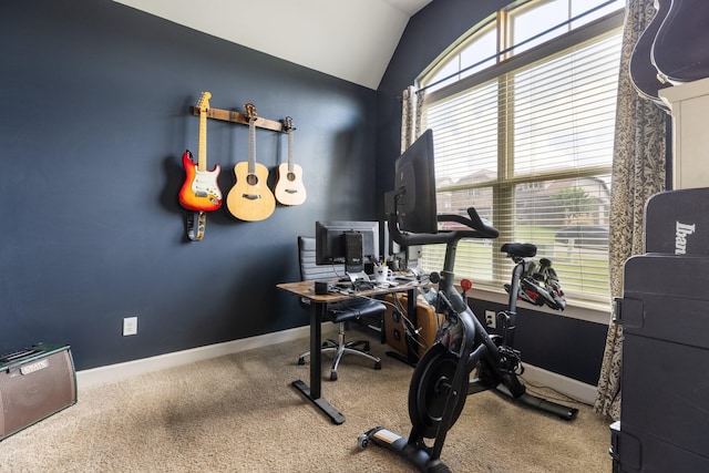 5308 Abbottswood Dr, Smyrna, TN 37167 - exercise room with lofted ceiling and carpet floors
