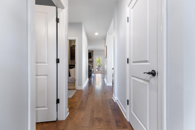 5308 Abbottswood Dr, Smyrna, TN 37167 - hallway with dark wood-style flooring and recessed lighting