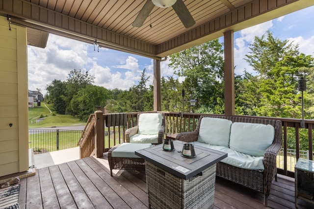 5308 Abbottswood Dr, Smyrna, TN 37167 - deck featuring outdoor lounge area and ceiling fan