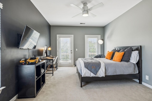311 Wandering Cir, Franklin, TN 37067 - carpeted bedroom featuring access to outside, a desk, and a ceiling fan