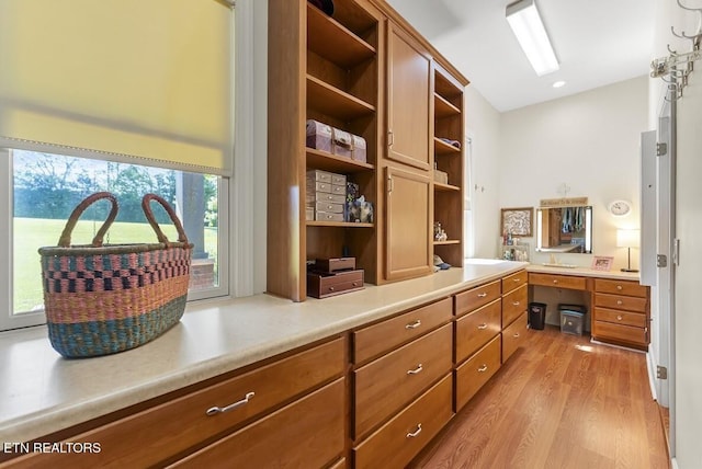 2091 Wesley Chapel Rd, Pikeville, TN 37367 - walk in closet featuring light wood-type flooring and built in desk