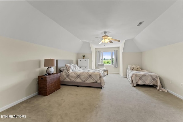 2091 Wesley Chapel Rd, Pikeville, TN 37367 - bedroom with vaulted ceiling, carpet, and a ceiling fan