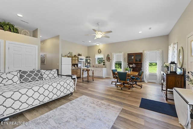 2091 Wesley Chapel Rd, Pikeville, TN 37367 - living room with a ceiling fan, light wood finished floors, and recessed lighting