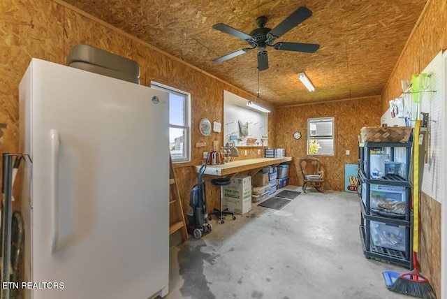 2091 Wesley Chapel Rd, Pikeville, TN 37367 - miscellaneous room with concrete flooring and a ceiling fan