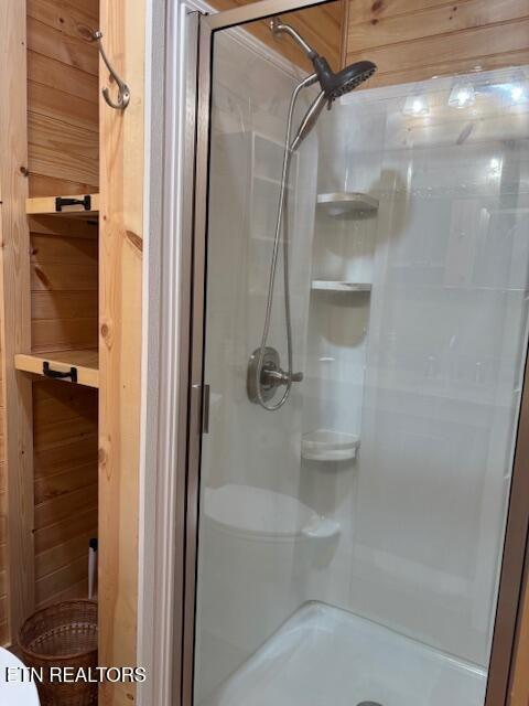 337 Bellview Rd, Pikeville, TN 37367 - full bath with a shower stall and wood walls