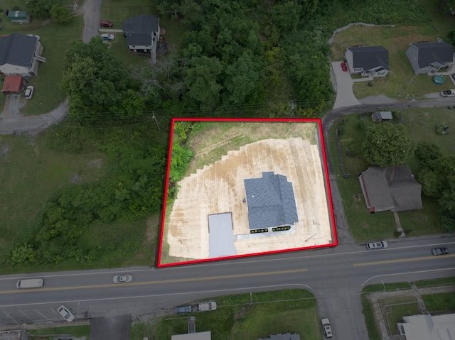 312 N Main St, Dickson, TN 37055 - aerial view of property's location with property parcel outlined
