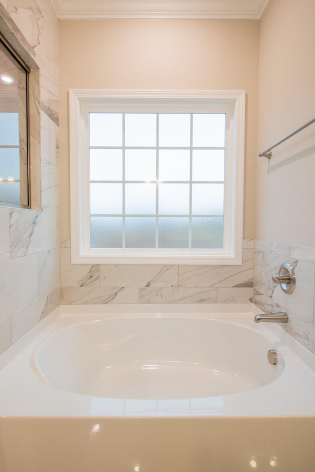 67 Wofford Ests, Clarksville, TN 37040 - bathroom featuring crown molding, a garden tub, and plenty of natural light