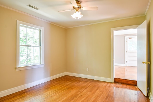 1204 Rolling Fields Dr, Columbia, TN 38401 - empty room with healthy amount of natural light, light wood finished floors, ornamental molding, and ceiling fan