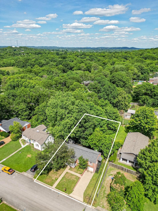 1204 Rolling Fields Dr, Columbia, TN 38401 - aerial view of property and surrounding area with a heavily wooded area and property parcel outlined