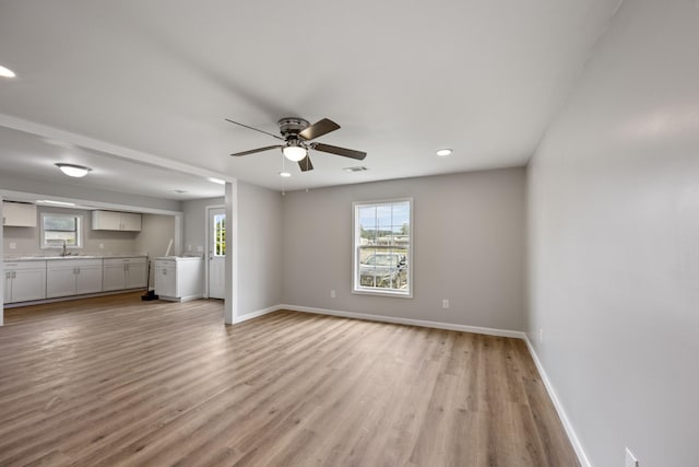 102 Hodges St N, Cowan, TN 37318 - unfurnished living room featuring light wood finished floors, recessed lighting, and ceiling fan