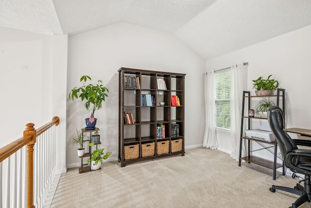 1443 Bern Dr, Spring Hill, TN 37174 - carpeted office featuring vaulted ceiling and a textured ceiling