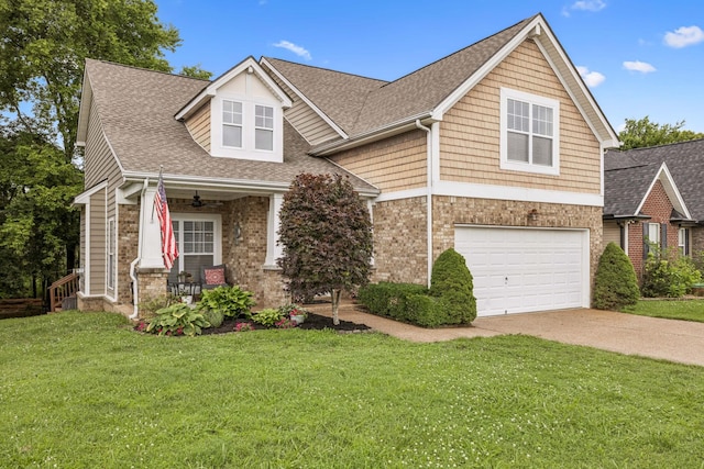 1443 Bern Dr, Spring Hill, TN 37174 - craftsman-style house featuring roof with shingles, an attached garage, driveway, and a front yard