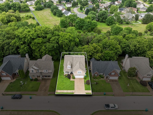 1443 Bern Dr, Spring Hill, TN 37174 - aerial perspective of suburban area with property boundaries highlighted