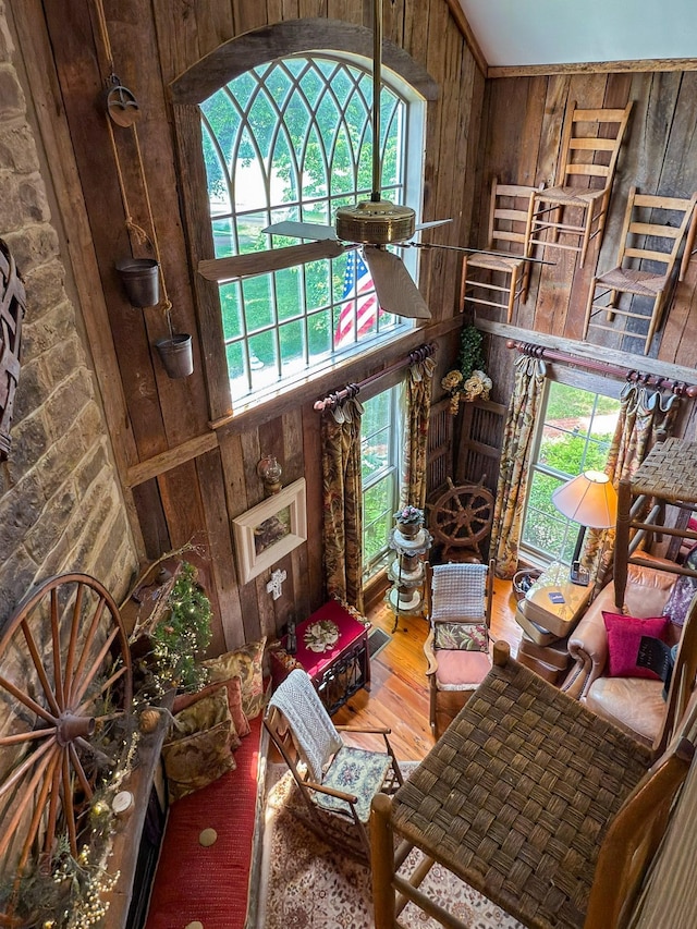 4929 Snow Creek Rd, Santa Fe, TN 38482 - sitting room featuring wooden walls and wood finished floors