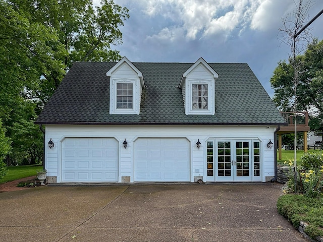4929 Snow Creek Rd, Santa Fe, TN 38482 - view of front facade featuring a detached garage and french doors