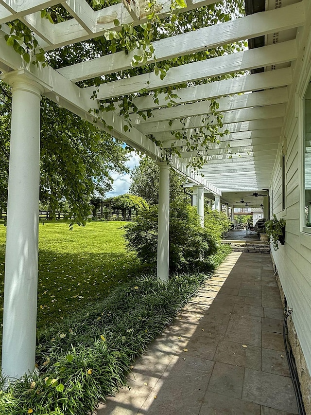 4929 Snow Creek Rd, Santa Fe, TN 38482 - view of patio / terrace with a pergola and ceiling fan